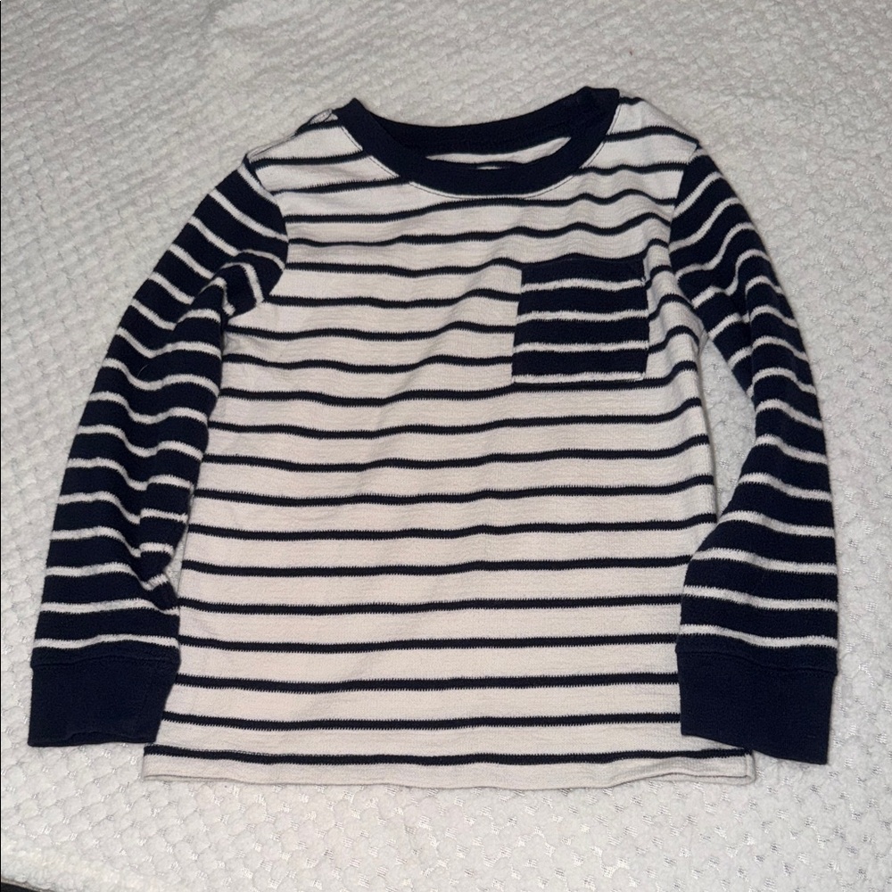 Cat & Jack Navy and White Striped Long Sleeve Tee